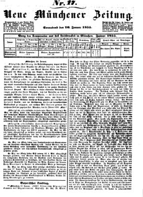 Neue Münchener Zeitung (Süddeutsche Presse) Samstag 20. Januar 1855