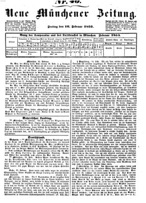 Neue Münchener Zeitung (Süddeutsche Presse) Freitag 16. Februar 1855