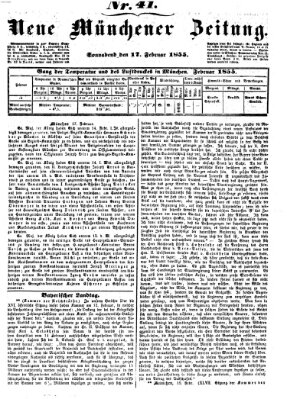 Neue Münchener Zeitung (Süddeutsche Presse) Samstag 17. Februar 1855