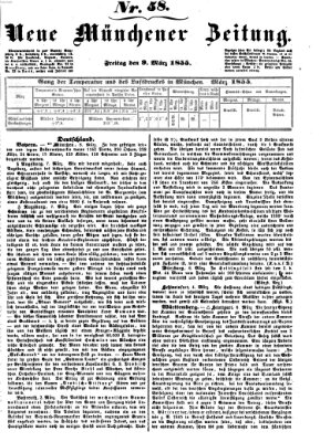 Neue Münchener Zeitung (Süddeutsche Presse) Freitag 9. März 1855