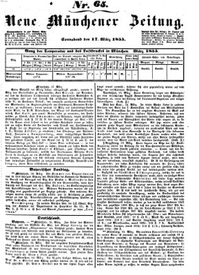 Neue Münchener Zeitung (Süddeutsche Presse) Samstag 17. März 1855