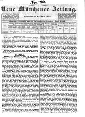 Neue Münchener Zeitung (Süddeutsche Presse) Samstag 14. April 1855