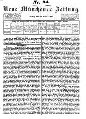 Neue Münchener Zeitung (Süddeutsche Presse) Freitag 20. April 1855