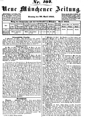 Neue Münchener Zeitung (Süddeutsche Presse) Sonntag 29. April 1855