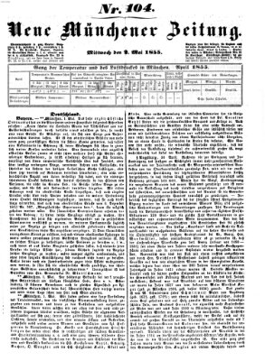 Neue Münchener Zeitung (Süddeutsche Presse) Mittwoch 2. Mai 1855