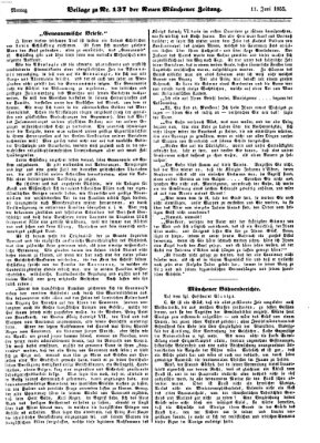 Neue Münchener Zeitung (Süddeutsche Presse) Montag 11. Juni 1855