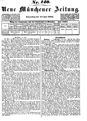 Neue Münchener Zeitung (Süddeutsche Presse) Donnerstag 14. Juni 1855