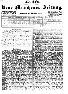 Neue Münchener Zeitung (Süddeutsche Presse) Donnerstag 21. Juni 1855