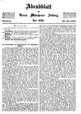 Neue Münchener Zeitung. Morgenblatt (Süddeutsche Presse) Samstag 26. Juli 1856