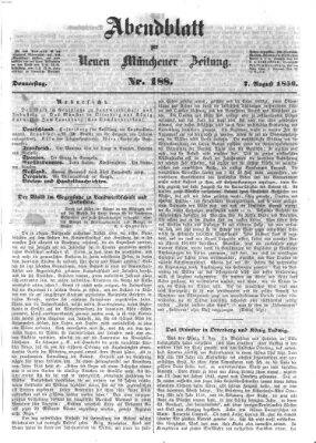 Neue Münchener Zeitung. Morgenblatt (Süddeutsche Presse) Donnerstag 7. August 1856