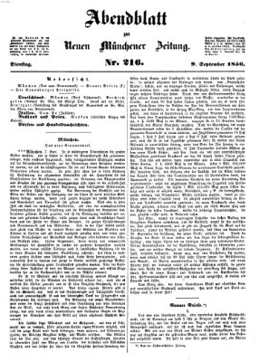 Neue Münchener Zeitung. Morgenblatt (Süddeutsche Presse) Dienstag 9. September 1856