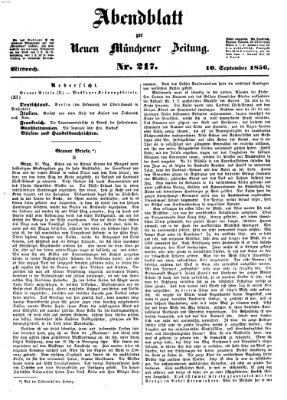 Neue Münchener Zeitung. Morgenblatt (Süddeutsche Presse) Mittwoch 10. September 1856