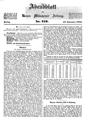 Neue Münchener Zeitung. Morgenblatt (Süddeutsche Presse) Freitag 12. September 1856