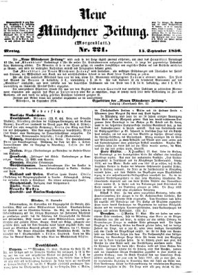 Neue Münchener Zeitung. Morgenblatt (Süddeutsche Presse) Montag 15. September 1856