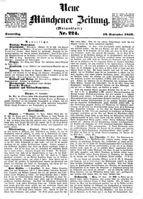 Neue Münchener Zeitung. Morgenblatt (Süddeutsche Presse) Donnerstag 18. September 1856