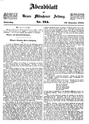 Neue Münchener Zeitung. Morgenblatt (Süddeutsche Presse) Donnerstag 18. September 1856