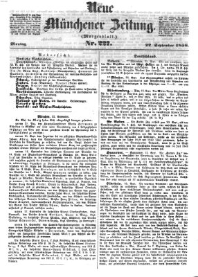 Neue Münchener Zeitung. Morgenblatt (Süddeutsche Presse) Montag 22. September 1856