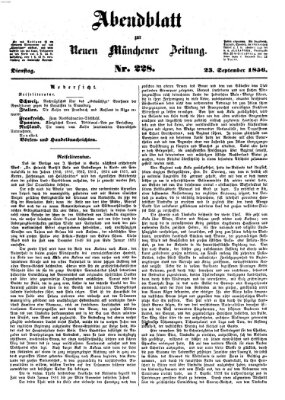 Neue Münchener Zeitung. Morgenblatt (Süddeutsche Presse) Dienstag 23. September 1856