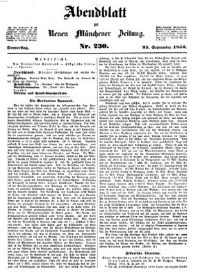 Neue Münchener Zeitung. Morgenblatt (Süddeutsche Presse) Donnerstag 25. September 1856