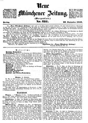 Neue Münchener Zeitung. Morgenblatt (Süddeutsche Presse) Freitag 26. September 1856