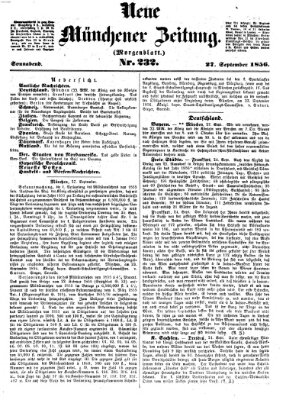 Neue Münchener Zeitung. Morgenblatt (Süddeutsche Presse) Samstag 27. September 1856