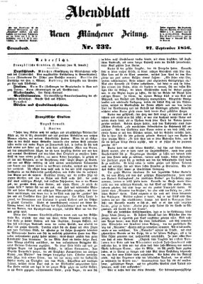 Neue Münchener Zeitung. Morgenblatt (Süddeutsche Presse) Samstag 27. September 1856