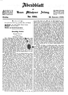 Neue Münchener Zeitung. Morgenblatt (Süddeutsche Presse) Dienstag 30. September 1856