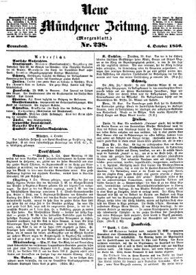 Neue Münchener Zeitung. Morgenblatt (Süddeutsche Presse) Samstag 4. Oktober 1856