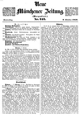 Neue Münchener Zeitung. Morgenblatt (Süddeutsche Presse) Donnerstag 9. Oktober 1856