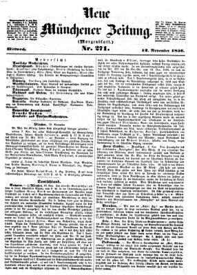 Neue Münchener Zeitung. Morgenblatt (Süddeutsche Presse) Mittwoch 12. November 1856