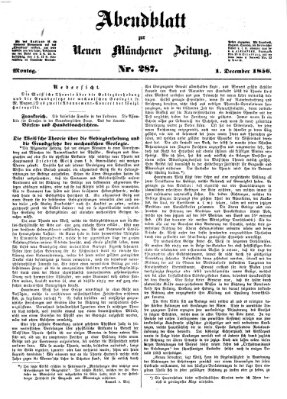 Neue Münchener Zeitung. Morgenblatt (Süddeutsche Presse) Montag 1. Dezember 1856