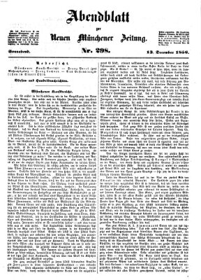 Neue Münchener Zeitung. Morgenblatt (Süddeutsche Presse) Samstag 13. Dezember 1856