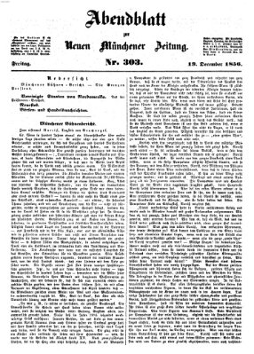 Neue Münchener Zeitung. Morgenblatt (Süddeutsche Presse) Freitag 19. Dezember 1856