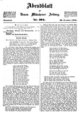 Neue Münchener Zeitung. Morgenblatt (Süddeutsche Presse) Samstag 20. Dezember 1856