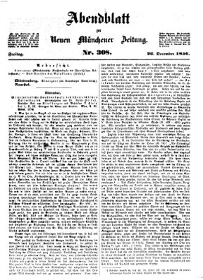 Neue Münchener Zeitung. Morgenblatt (Süddeutsche Presse) Freitag 26. Dezember 1856