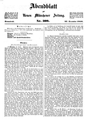 Neue Münchener Zeitung. Morgenblatt (Süddeutsche Presse) Samstag 27. Dezember 1856