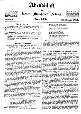 Neue Münchener Zeitung. Morgenblatt (Süddeutsche Presse) Mittwoch 31. Dezember 1856