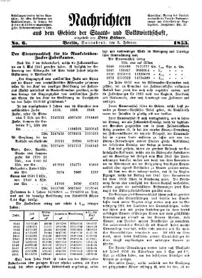 Nachrichten aus dem Gebiete der Staats- und Volkswirthschaft Mittwoch 5. Januar 1853