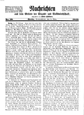 Nachrichten aus dem Gebiete der Staats- und Volkswirthschaft Samstag 5. März 1853