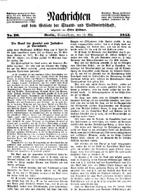 Nachrichten aus dem Gebiete der Staats- und Volkswirthschaft Samstag 14. Mai 1853