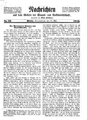 Nachrichten aus dem Gebiete der Staats- und Volkswirthschaft Samstag 28. Mai 1853