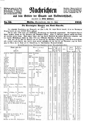 Nachrichten aus dem Gebiete der Staats- und Volkswirthschaft Samstag 11. Juni 1853