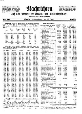 Nachrichten aus dem Gebiete der Staats- und Volkswirthschaft Samstag 25. Juni 1853