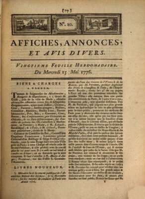 Affiches, annonces, et avis divers Mittwoch 15. Mai 1776