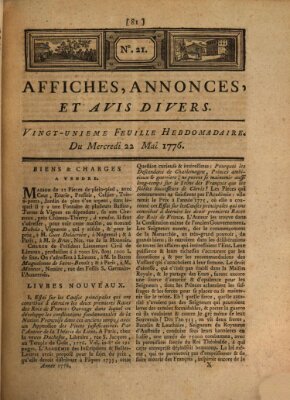 Affiches, annonces, et avis divers Mittwoch 22. Mai 1776