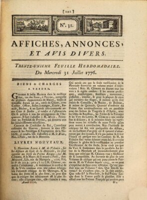 Affiches, annonces, et avis divers Mittwoch 31. Juli 1776