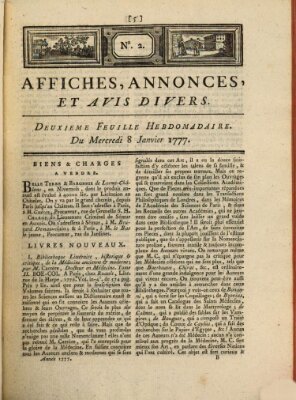 Affiches, annonces, et avis divers Mittwoch 8. Januar 1777