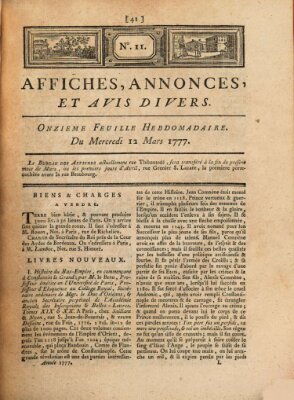 Affiches, annonces, et avis divers Mittwoch 12. März 1777