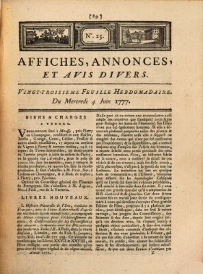 Affiches, annonces, et avis divers Mittwoch 4. Juni 1777