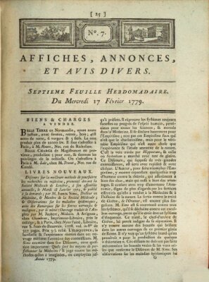 Affiches, annonces, et avis divers Mittwoch 17. Februar 1779